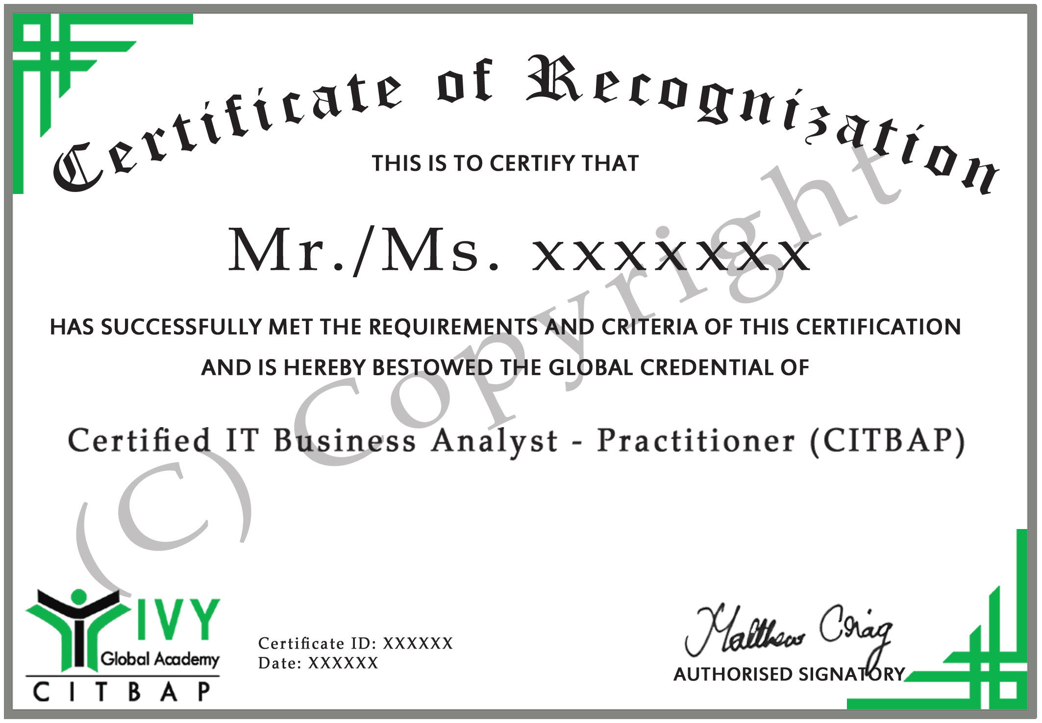CITBAP Certificate